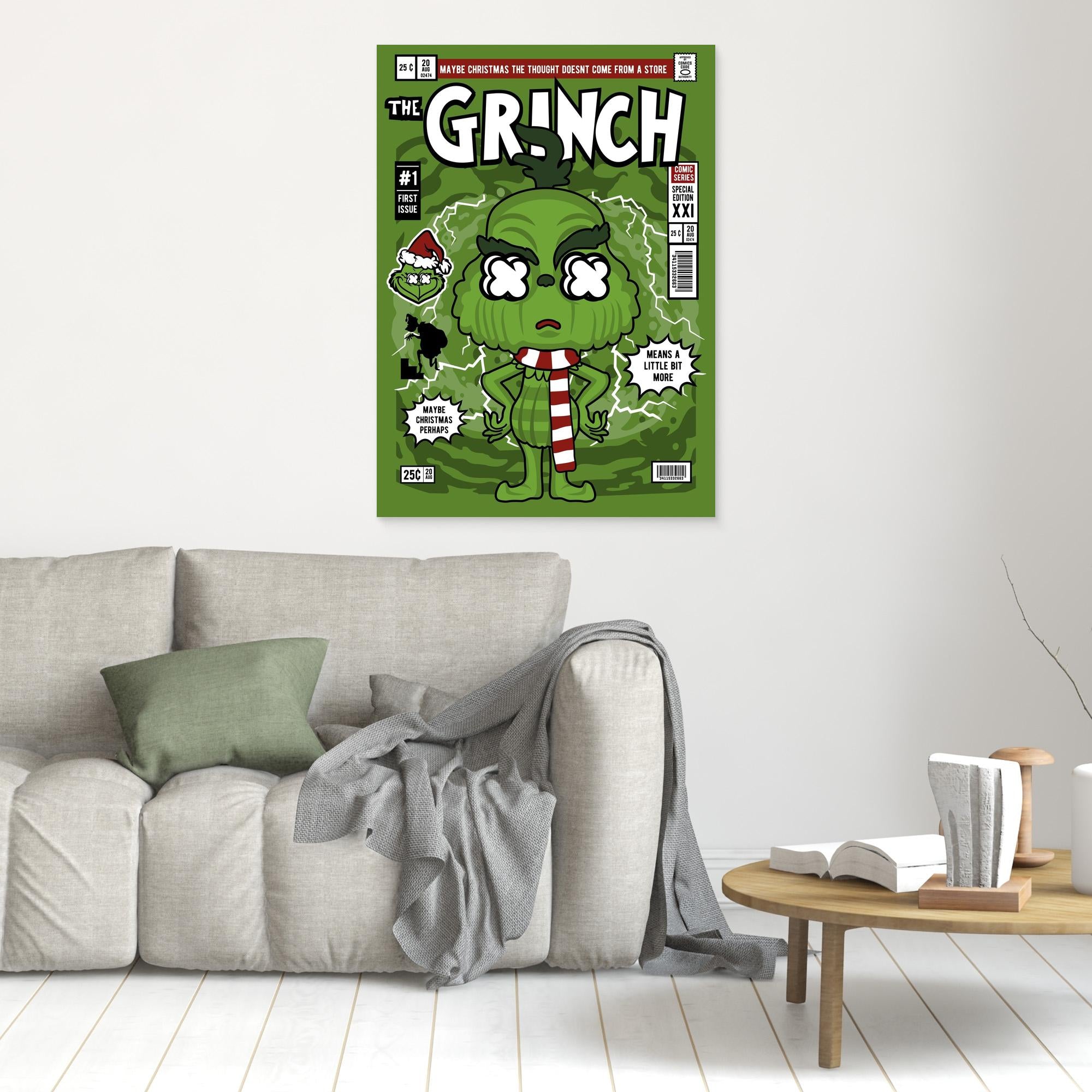 Grinch-Inspired Christmas Wall Art - Framed Pop Art