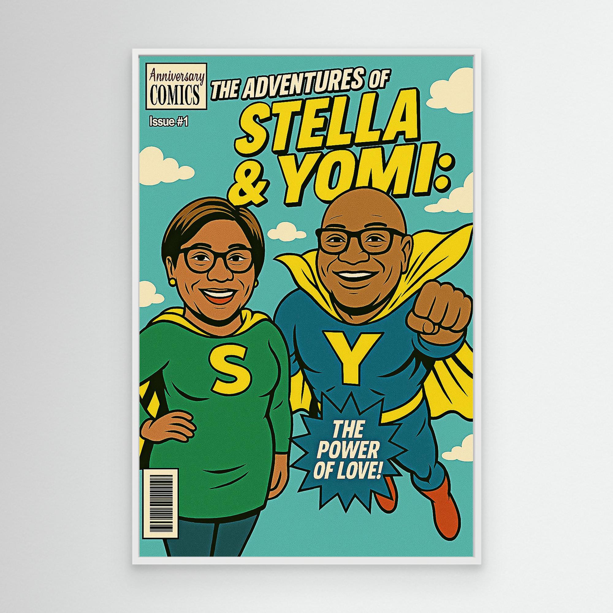 Custom Couple Superhero Comic Portrait | Personalised Wall Art