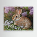 Rabbit in Lilacs Framed Canvas Print | Cute Woodland Wall Art - Framed Pop Art