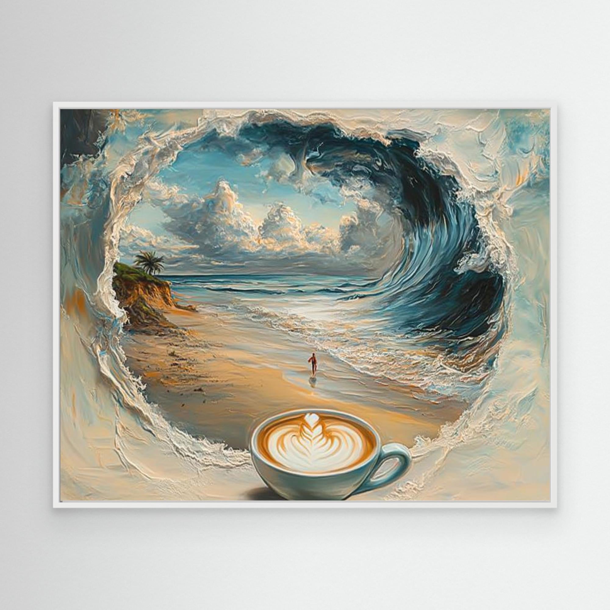 Coffee Wave Beach Wall Art | Modern Kitchen & Office Decor