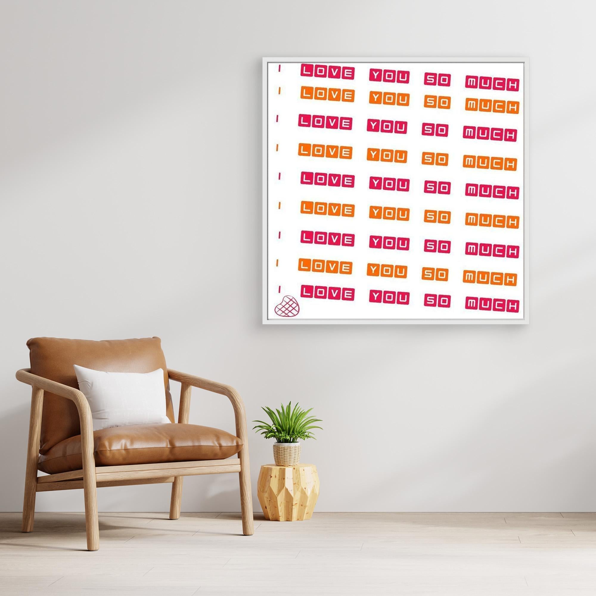 I Love You So Much Wall Art | Retro Pink & Orange Canvas - Framed Pop Art