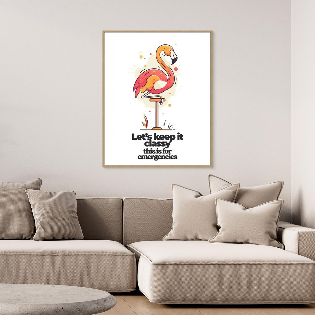 Funny Flamingo Art Print | Classy Bathroom & Bar Decor
