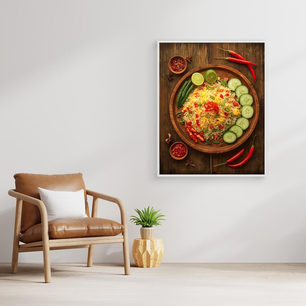 Spicy Lime Fried Rice Rustic Kitchen Canvas Art Print - Framed Pop Art