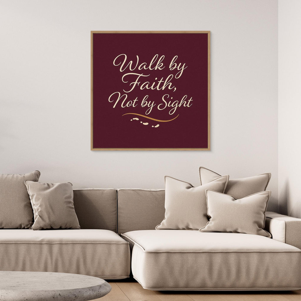 Walk by Faith Wall Art | Christian Bedroom Decor Quote - Framed Pop Art