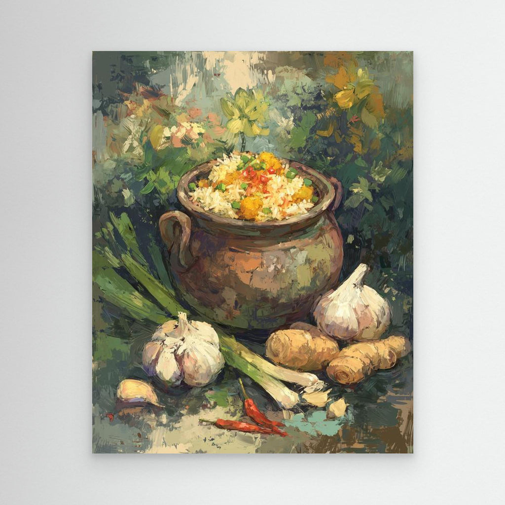 Rustic Rice Pot Kitchen Canvas Foodie Wall Art Print - Framed Pop Art