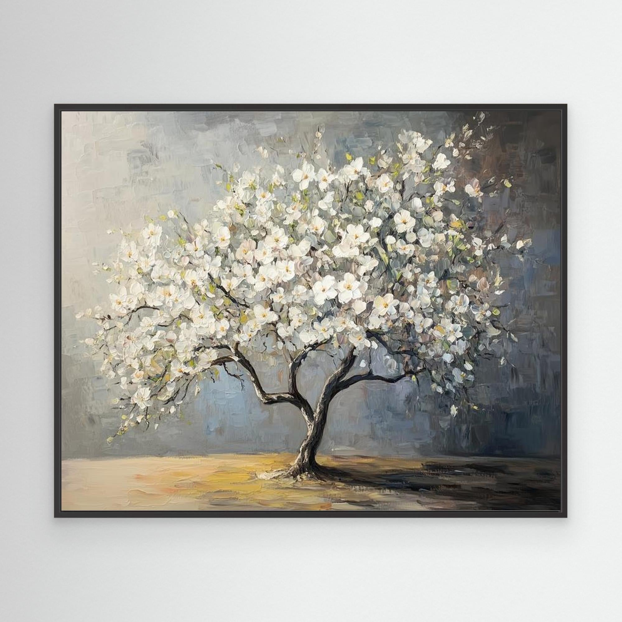 White Blossom Tree Canvas Art | Framed Floral Wall Decor