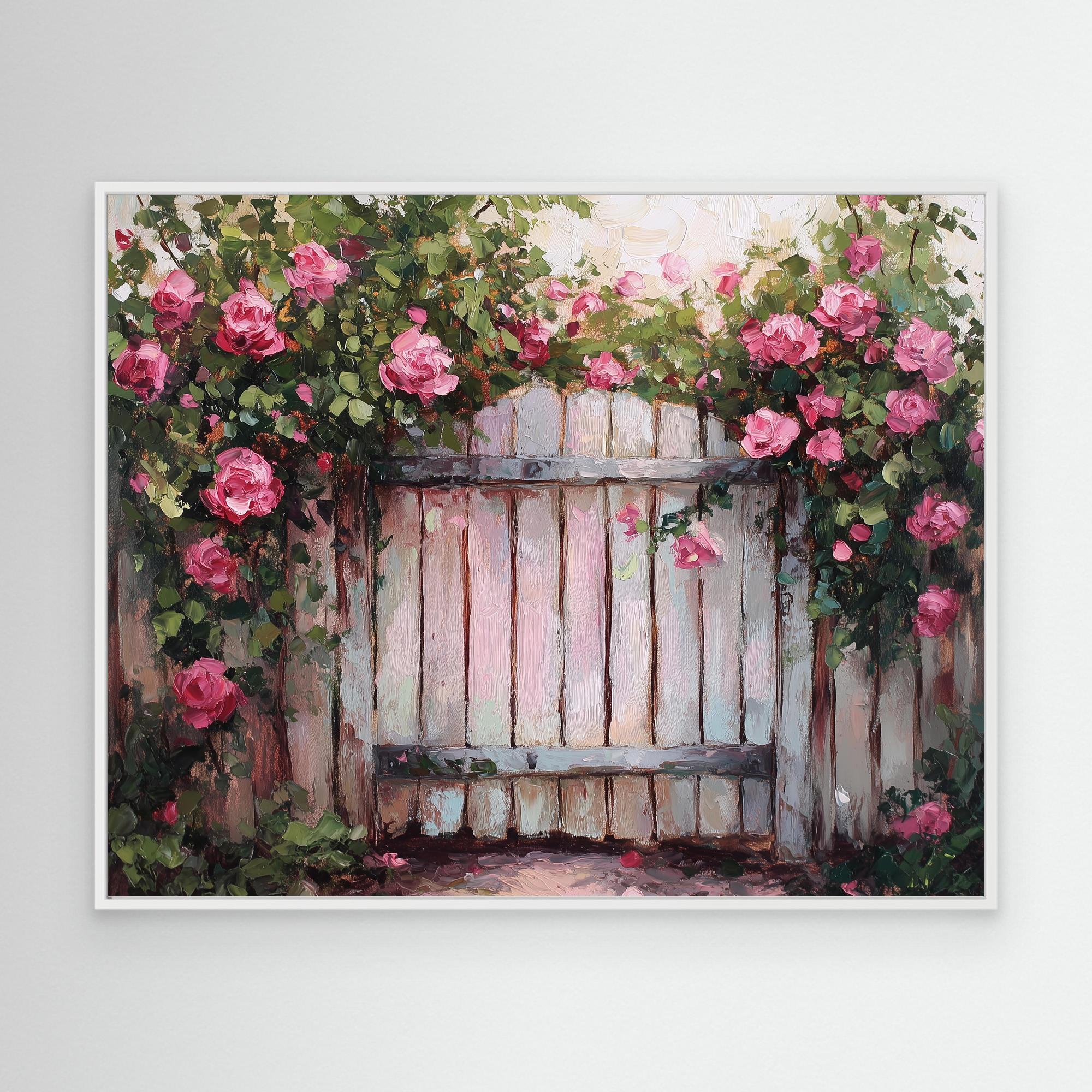 Hallway Wall Art – Pink Rose Garden Canvas Print - Framed Pop Art