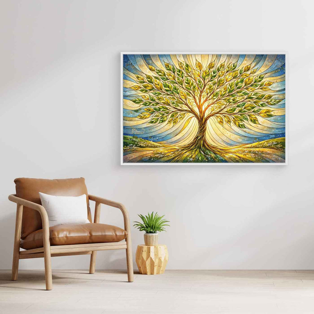 Green Tree of Life Wall Art | Sunlit Hallway Wall Decor