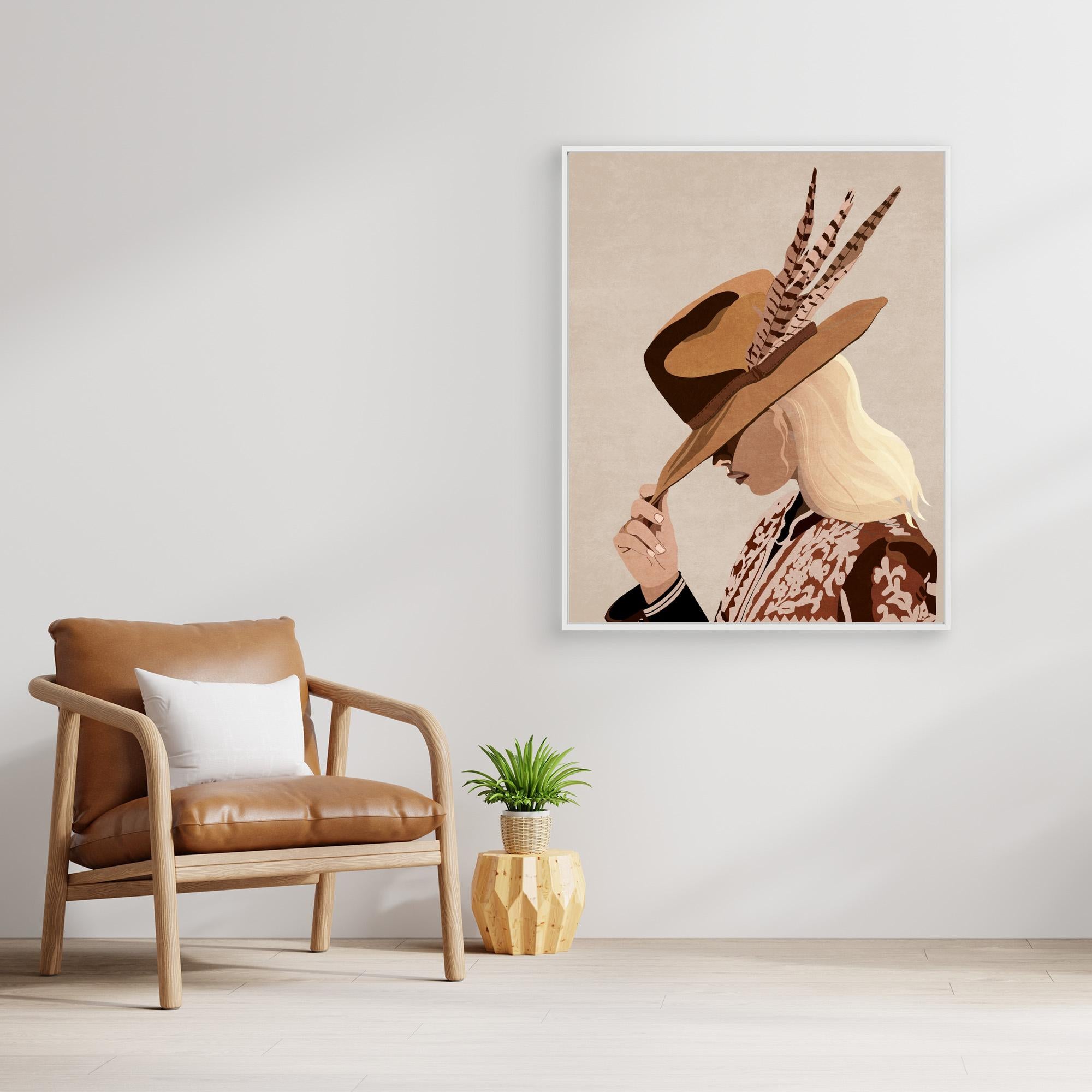 Rustic Cowgirl Art Print | Earthy Western Bedroom Decor - Framed Pop Art