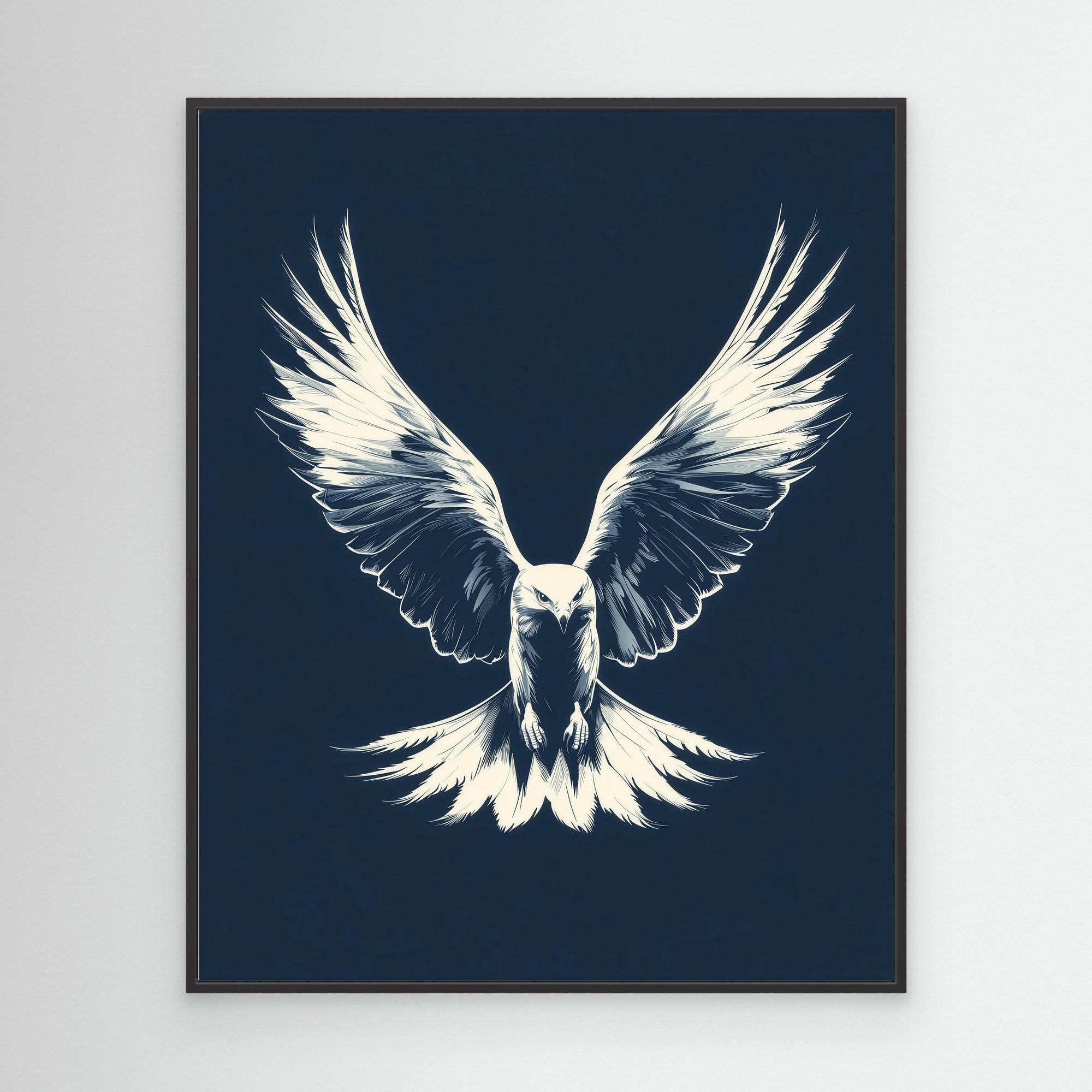 Hallway Wall Art – Navy Eagle Canvas Print - Framed Pop Art