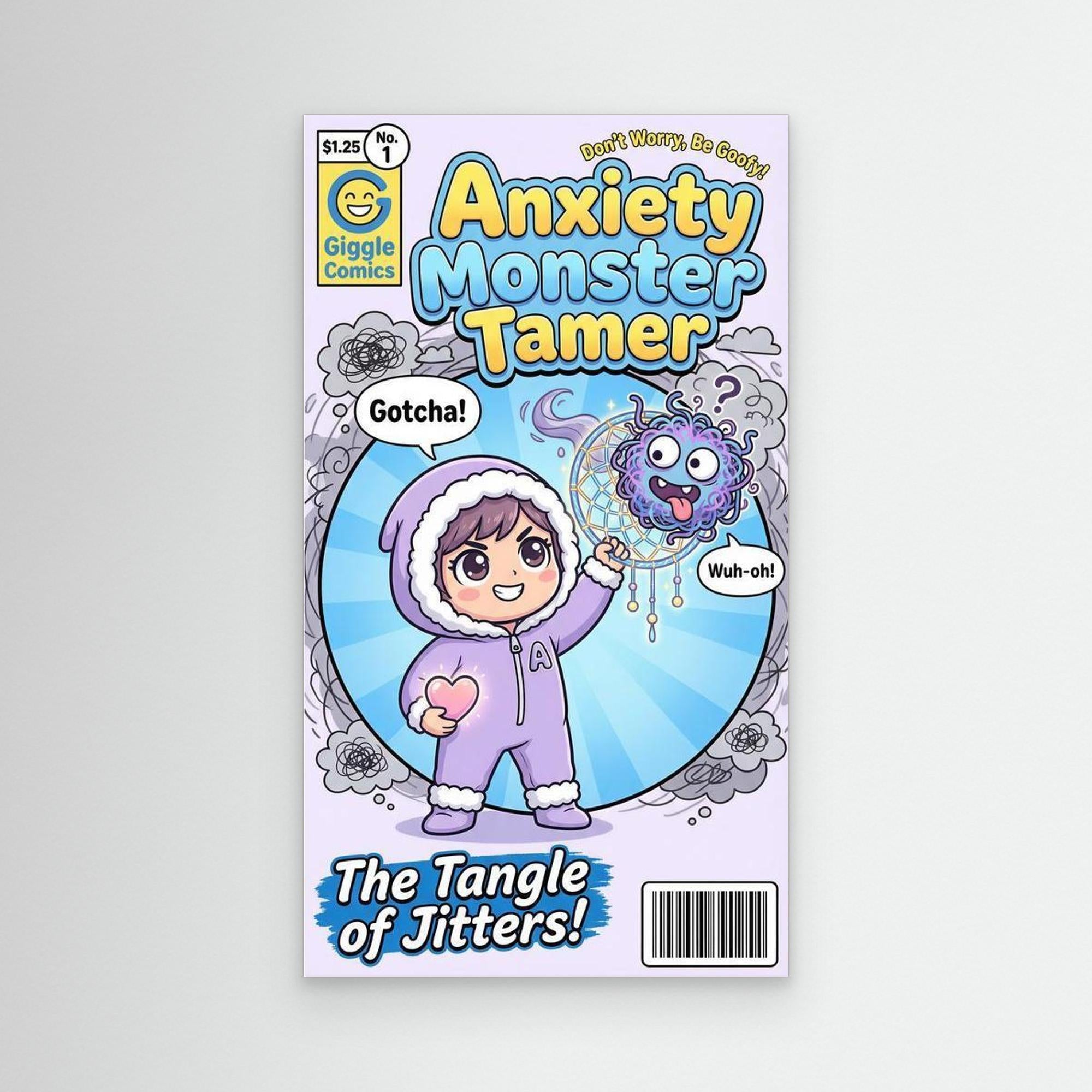 Anxiety Monster Tamer Comic Wall Art | Kids Room Decor