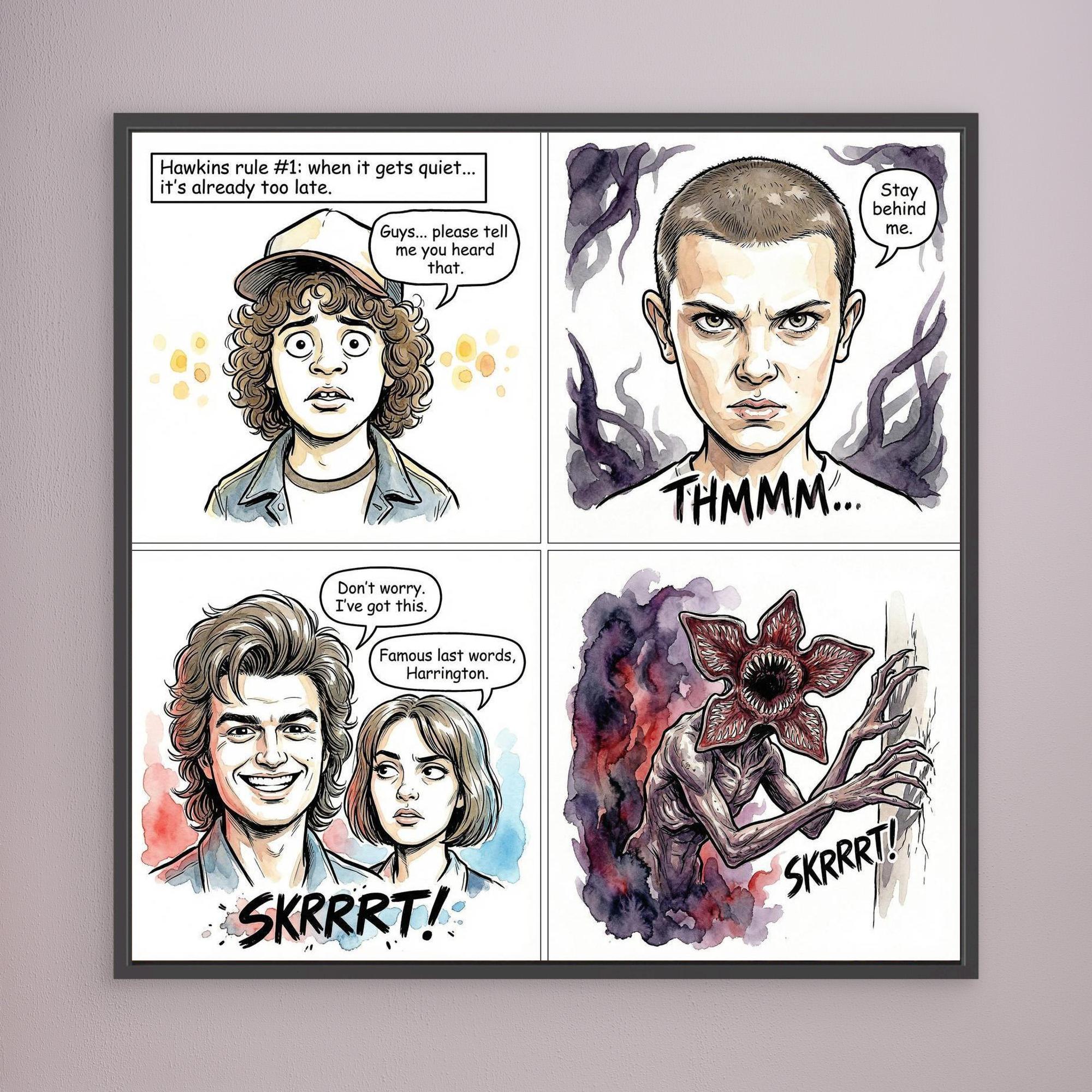 Stranger Things Fan Art Canvas | Hawkins Comic Print