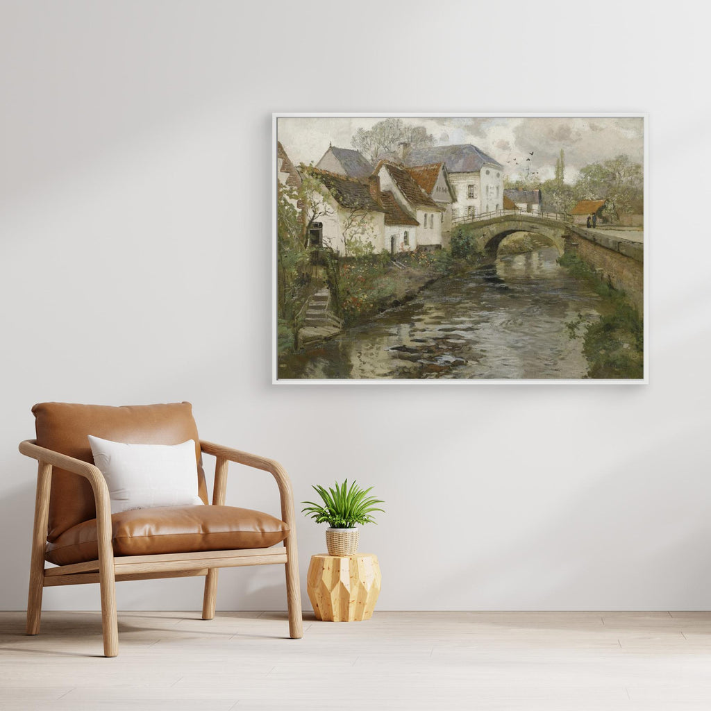 Vintage English Cottage Landscape | Rustic Farmhouse Hallway Wall Art - Framed Pop Art