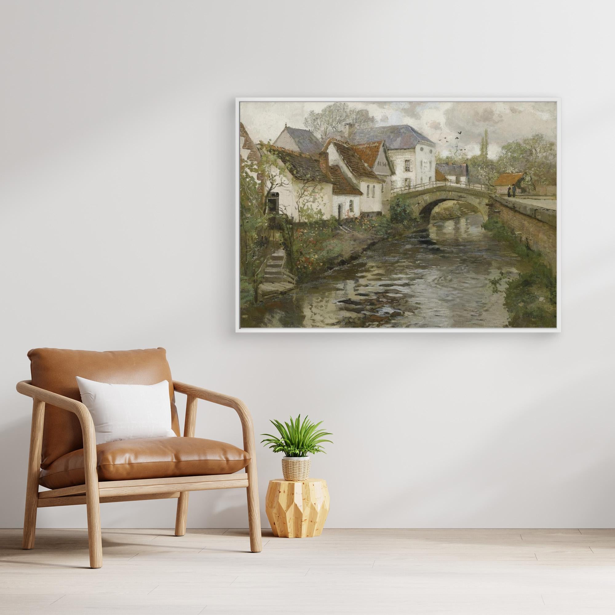 Vintage English Cottage Landscape | Rustic Farmhouse Hallway Wall Art - Framed Pop Art