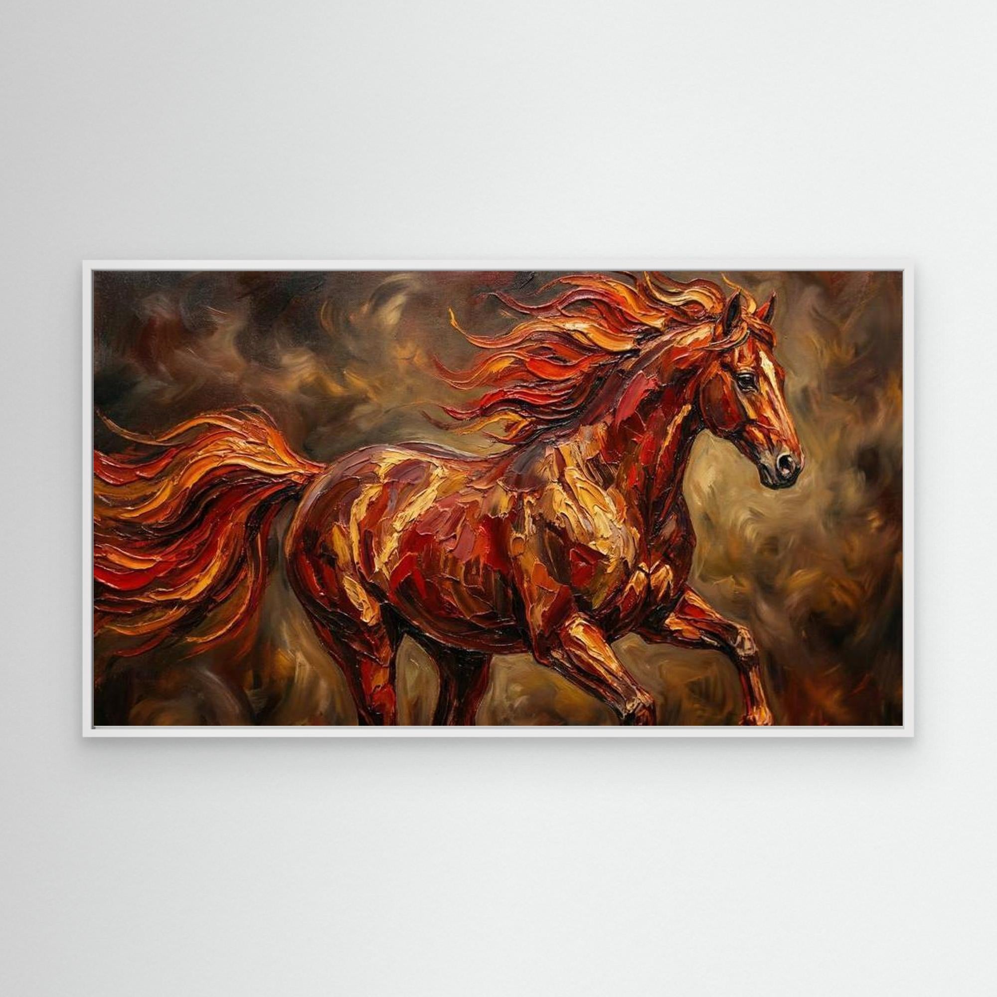 Fire Horse Chinese New Year Canvas Print for Lounge - Framed Pop Art