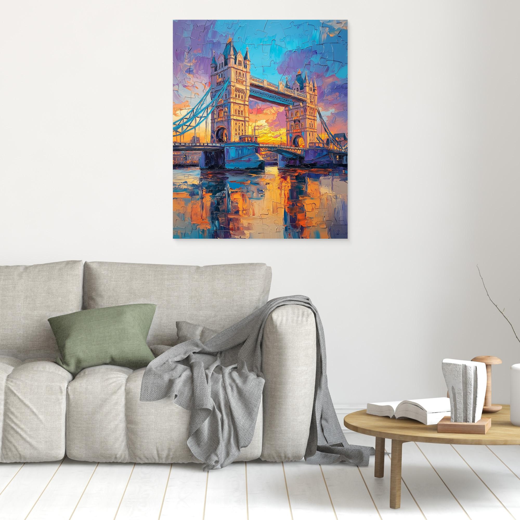 Hallway London Tower Bridge Sunset Canvas Wall Art - Framed Pop Art