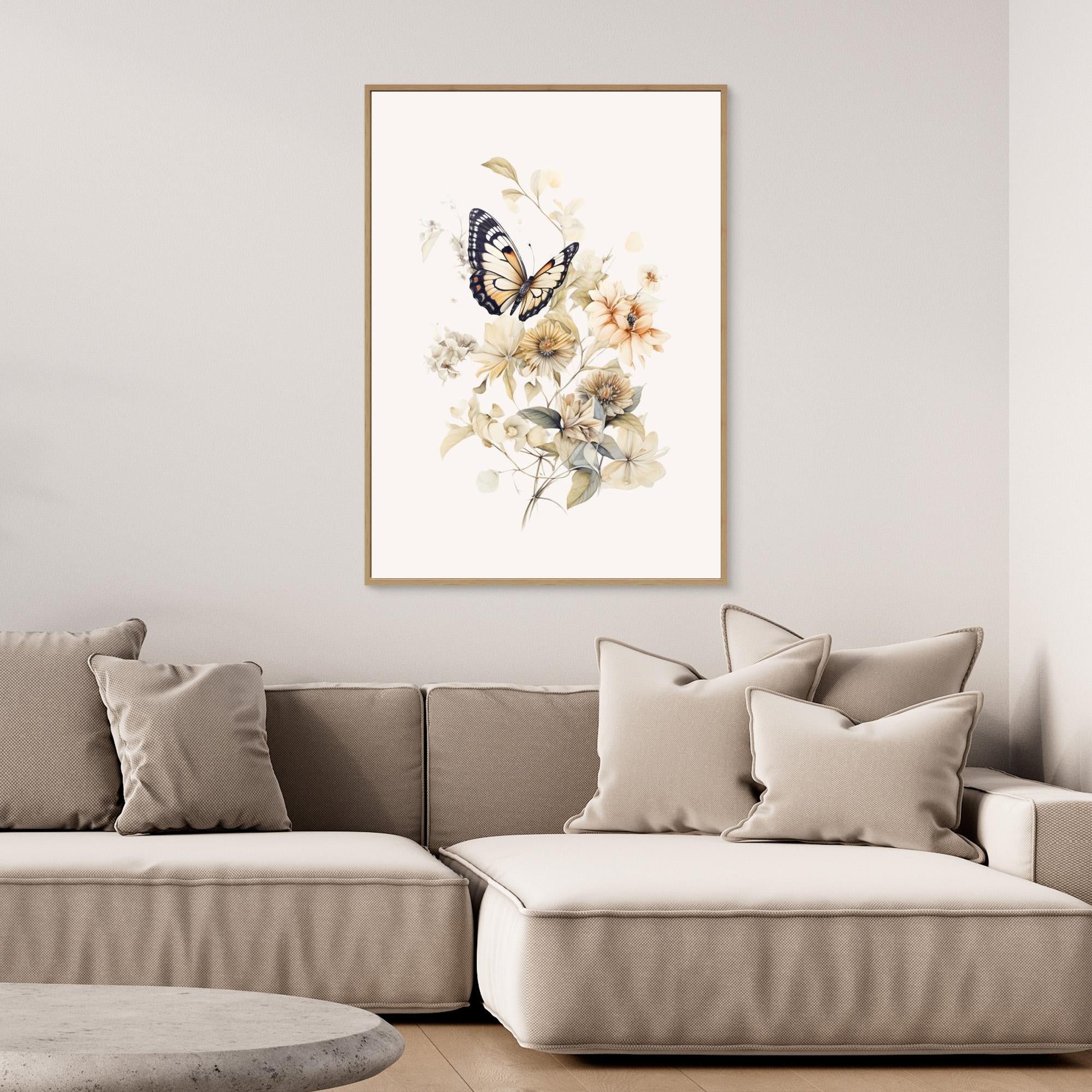 Butterfly Botanical Wall Art | Soft Nursery Decor - Framed Pop Art