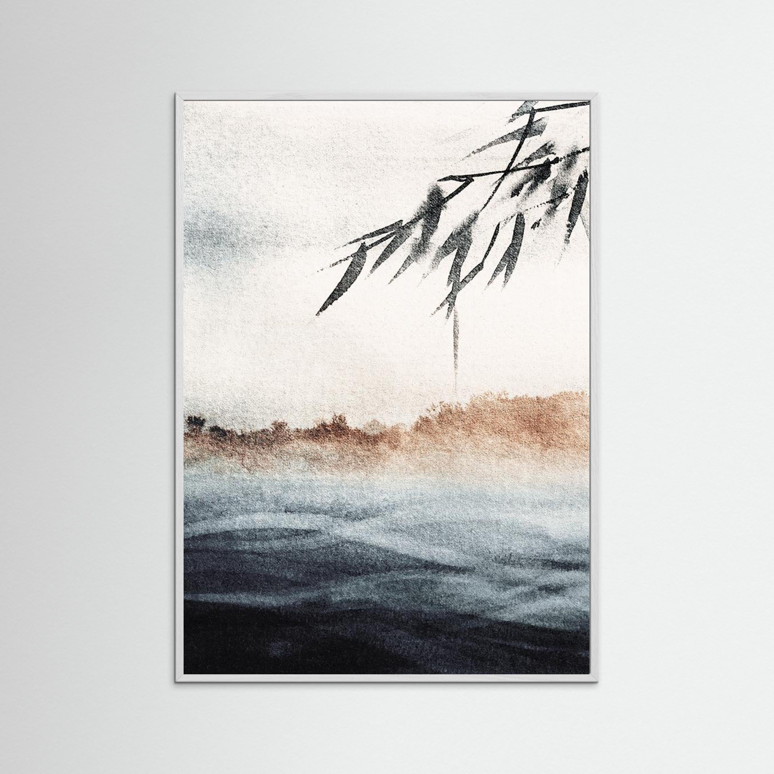 Japandi Bamboo Abstract Wall Art | Zen Nature Print for Living Room - Framed Pop Art