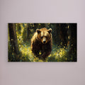 Grizzly Bear Forest Oil Painting Canvas Print | Wildlife Art