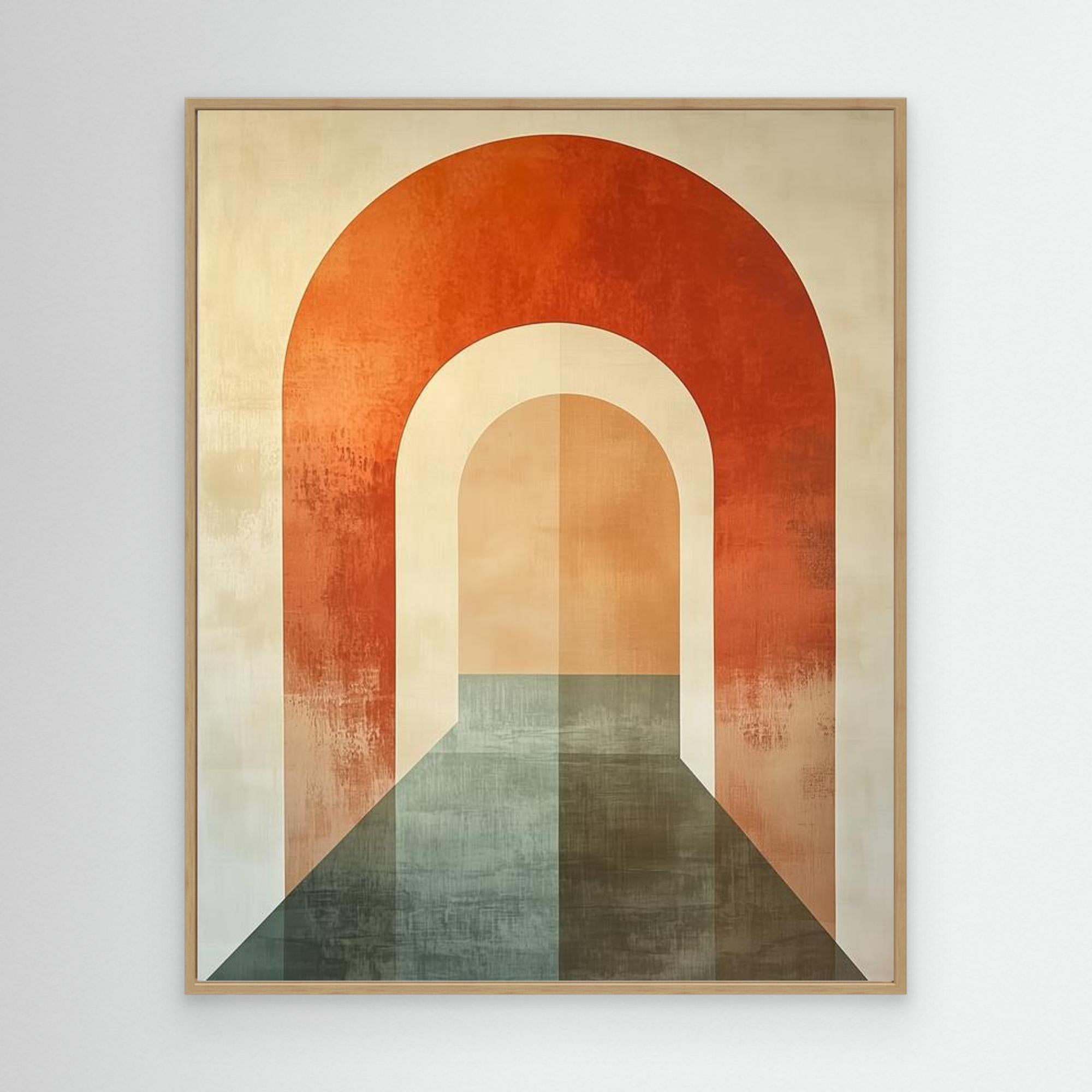 Mid-Century Arch Abstract Canvas Wall Art - Framed Pop Art