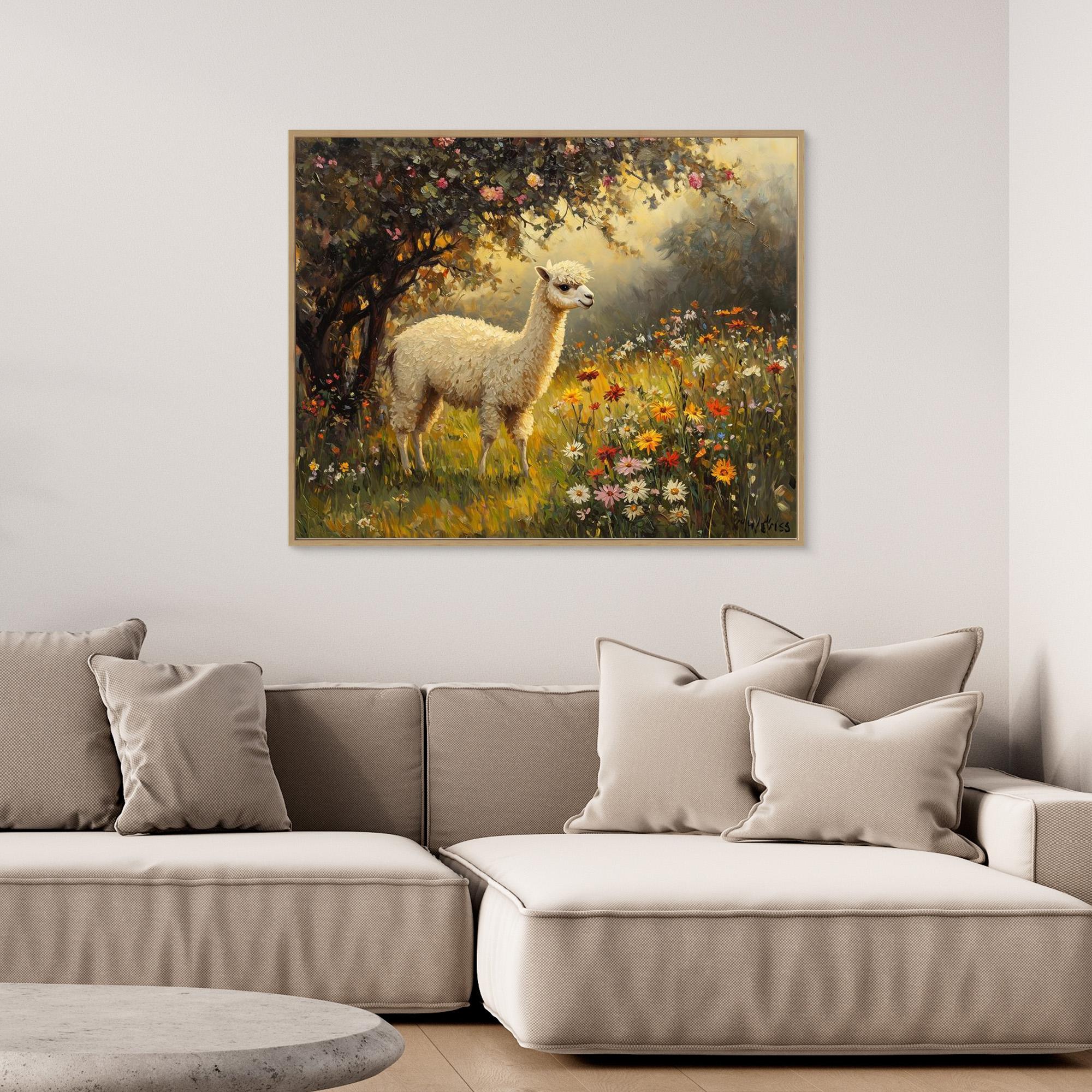 Alpaca Meadow Wall Art Canvas Print for Nursery Room