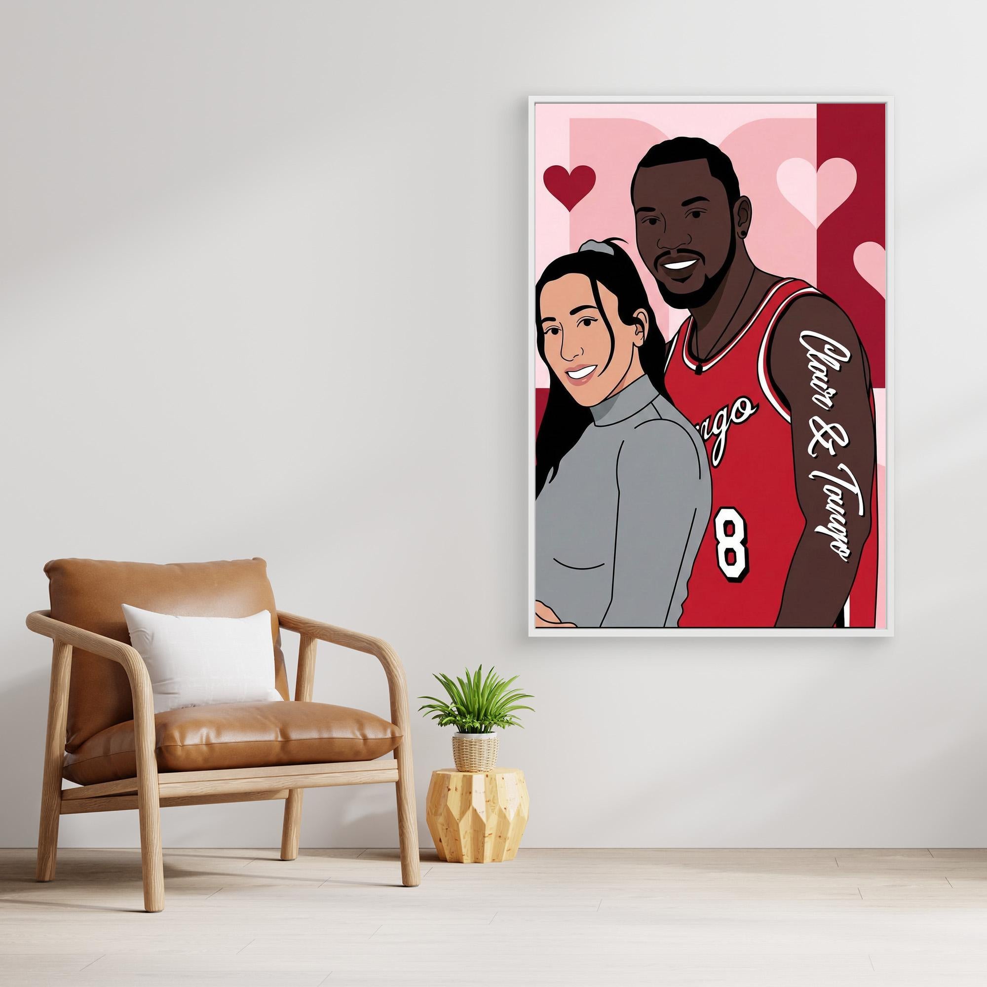 Custom Couple Pop Art | Personalised Graphic Portrait Canvas