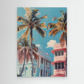 Miami Beach Wall Art Canvas for Coastal Living Room Decor - Framed Pop Art