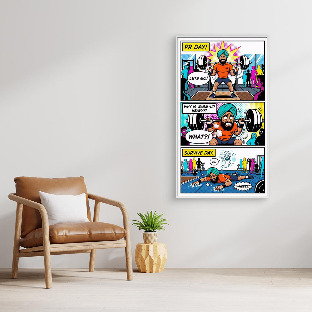 Funny Gym "PR Day" Comic Canvas Print | Fitness Wall Art