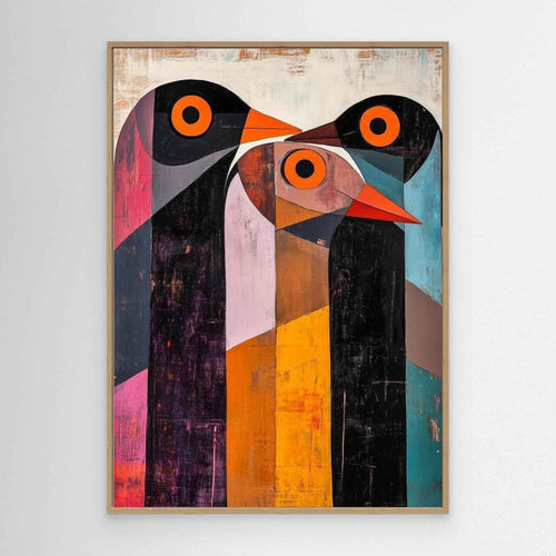 Abstract Penguin Bold Canvas Art - Framed Pop Art
