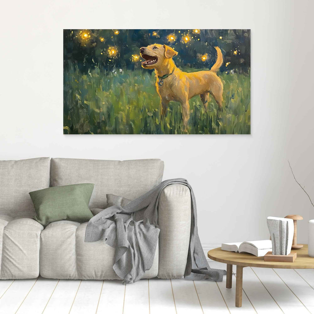 Yellow Labrador Fireflies Nursery Wall Art | Dog Gift UK