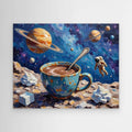 Cosmic Coffee Impressionist Space Canvas Art | UK Made - Framed Pop Art