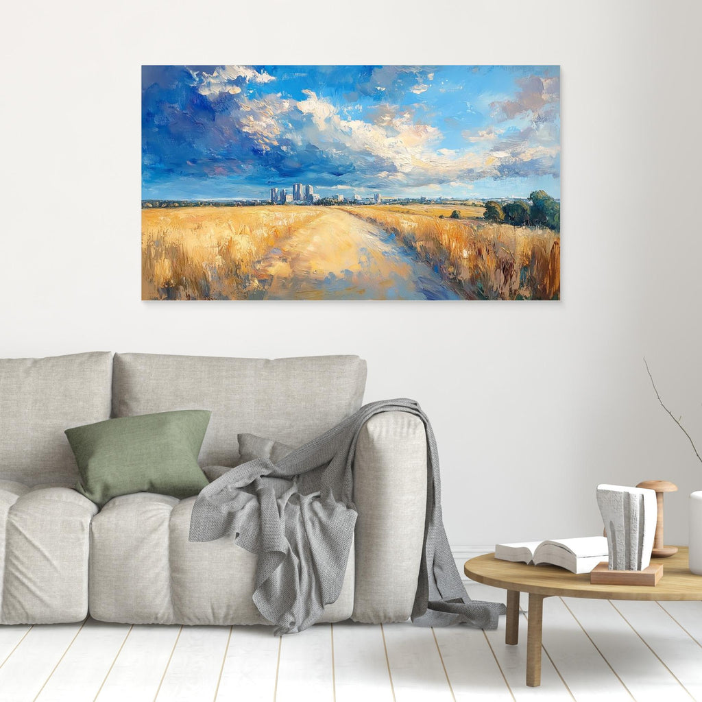Ashford Skyline & Fields Countryside Canvas Print - Framed Pop Art