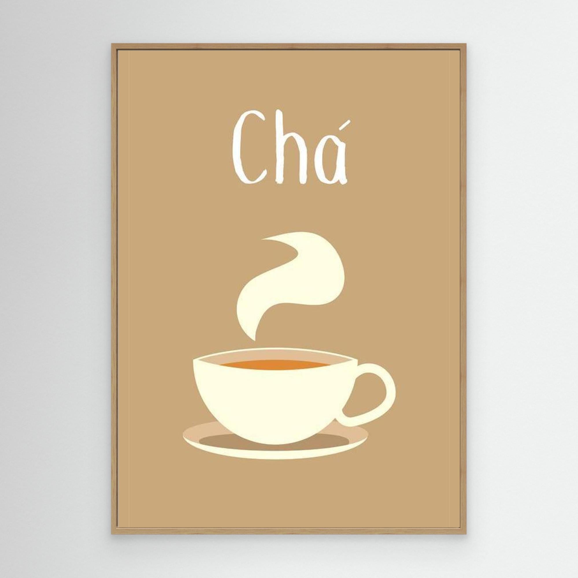 Modern "Chá" Tea Wall Art | Framed Canvas Kitchen Print - Framed Pop Art