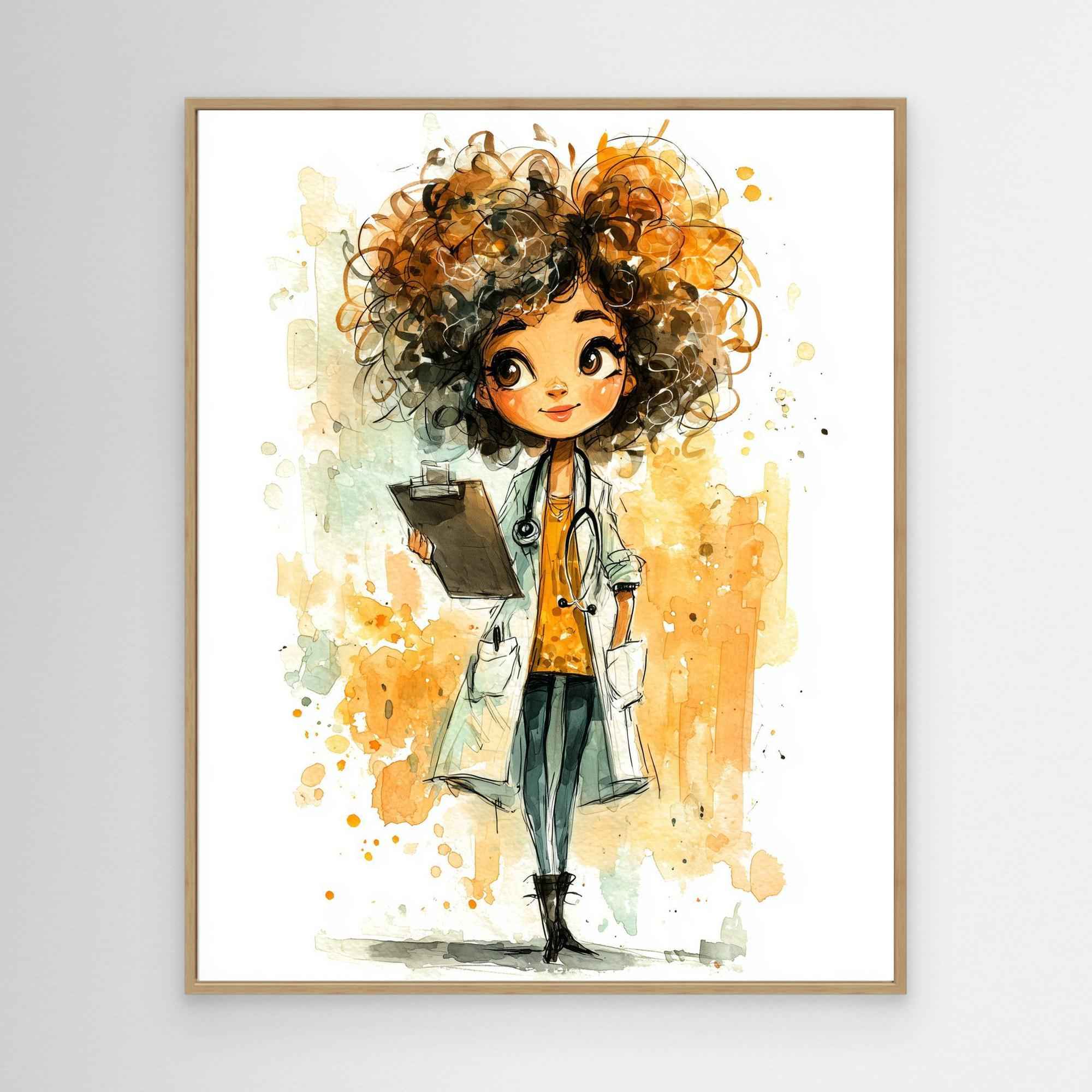 Future Doctor Kids Watercolour Wall Art - Framed Pop Art