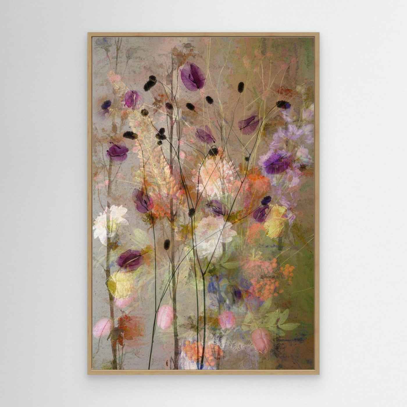 Muted Floral Canvas Wall Art for Living Room Decor