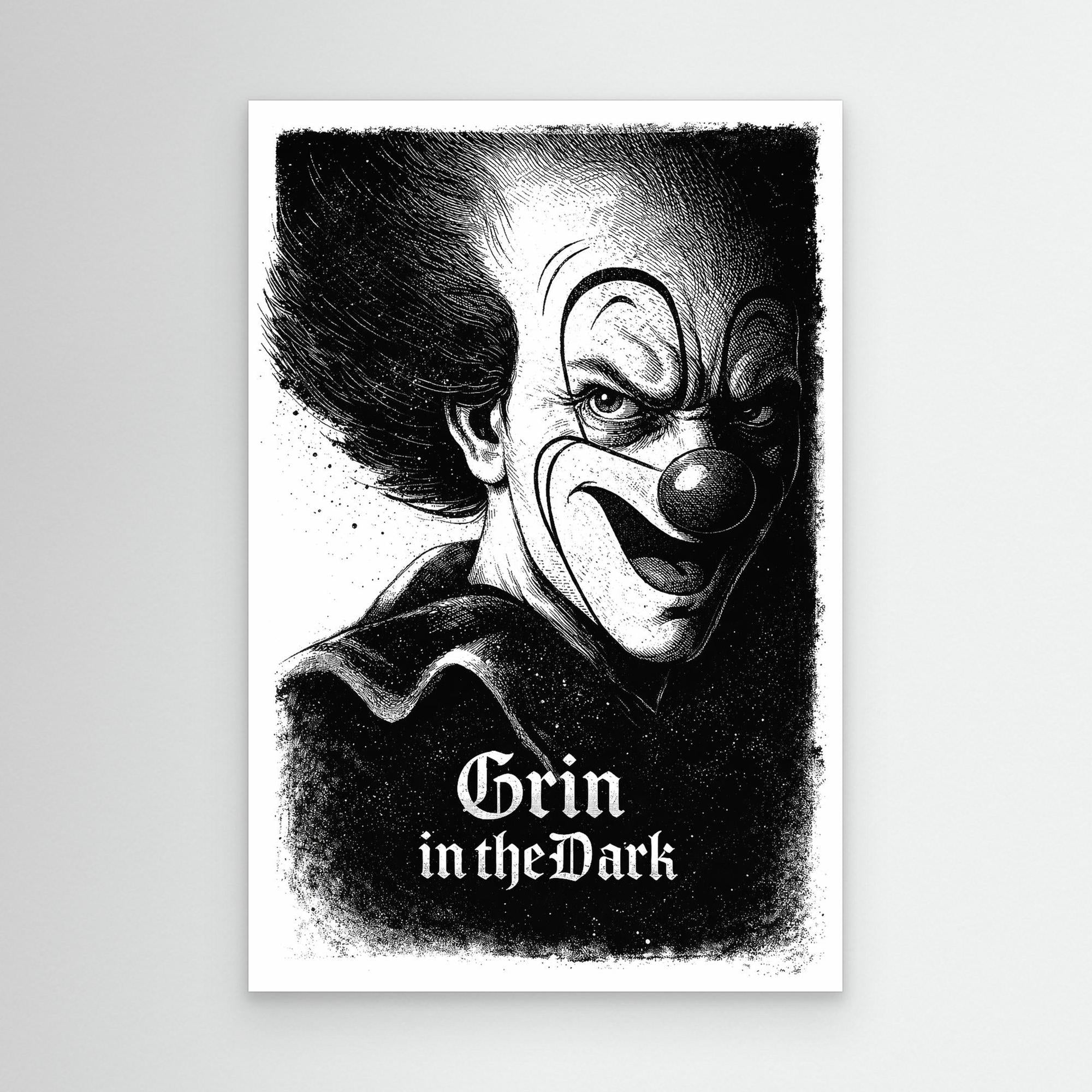Grin in the Dark Creepy Clown Canvas