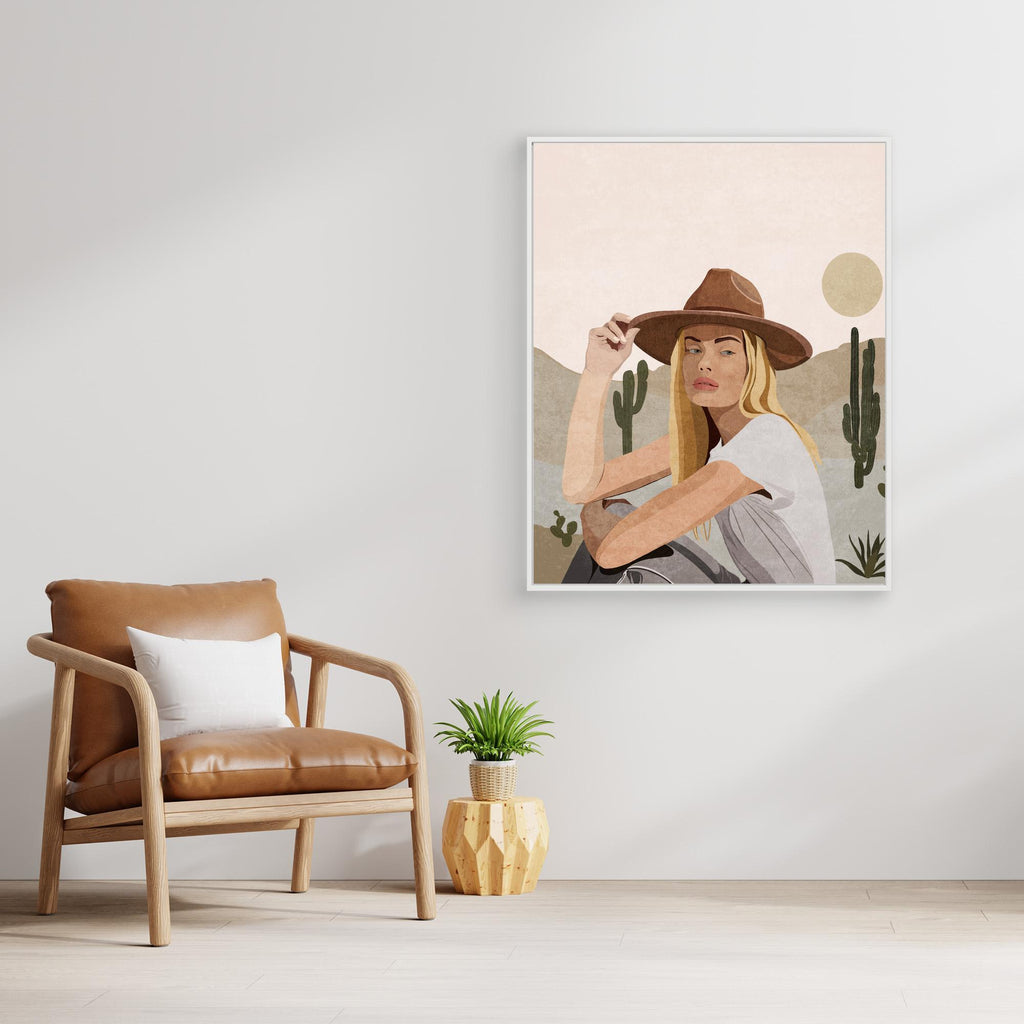Boho Cowgirl Desert Wall Art | Modern Western Nursery Decor - Framed Pop Art