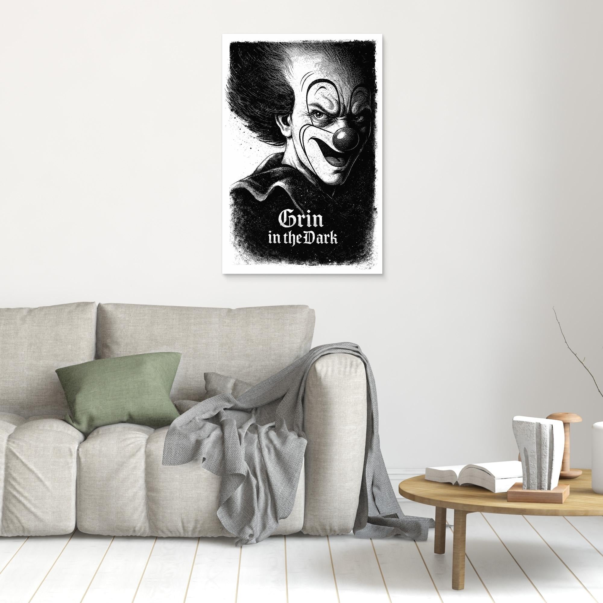 Grin in the Dark Creepy Clown Canvas