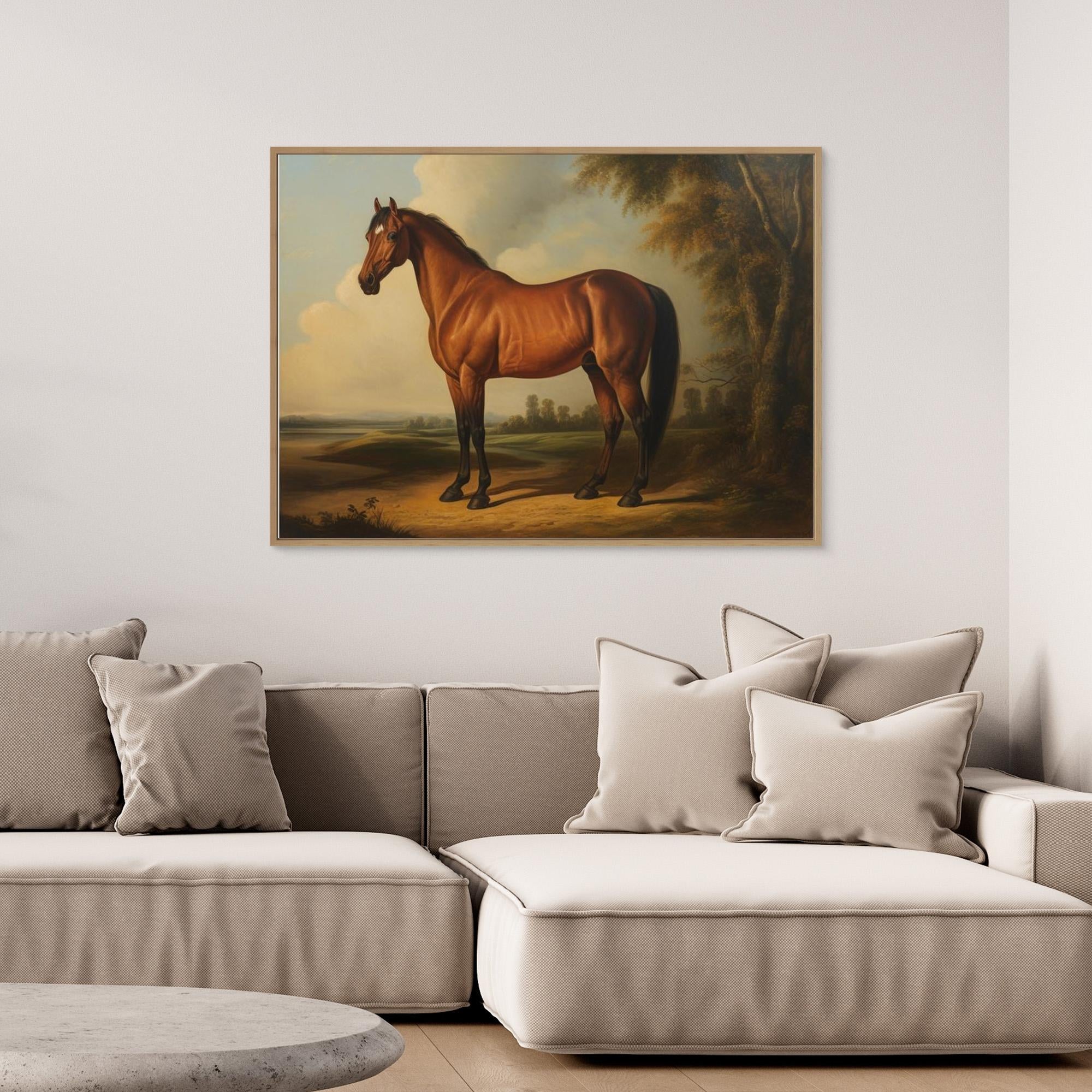 Antique Horse Oil Painting | Traditional Study & Office Decor - Framed Pop Art