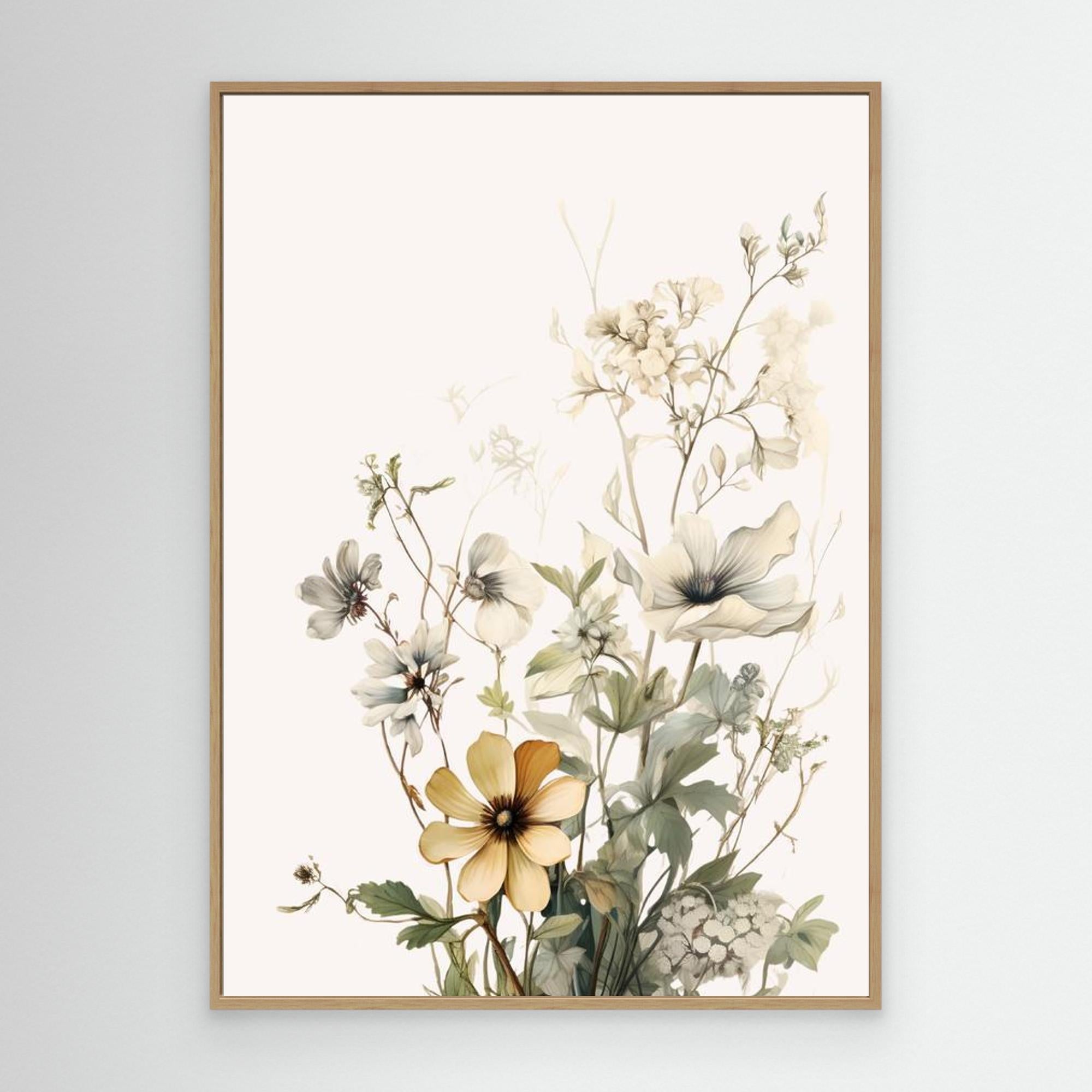 Vintage Floral Meadow Wall Art | Scandi Style Nursery Decor - Framed Pop Art