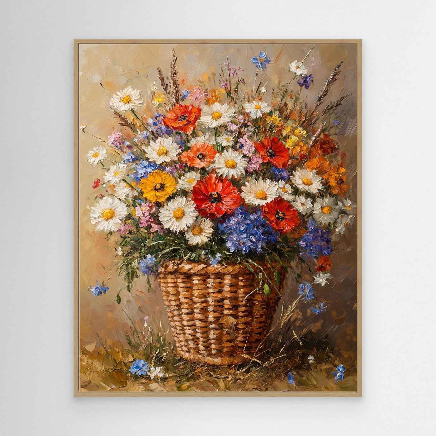 Wildflower Canvas Wall Art | Floral Basket Decor | Nursery Art