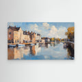 Harbour Reflections Panoramic Canvas Wall Art Print - Framed Pop Art