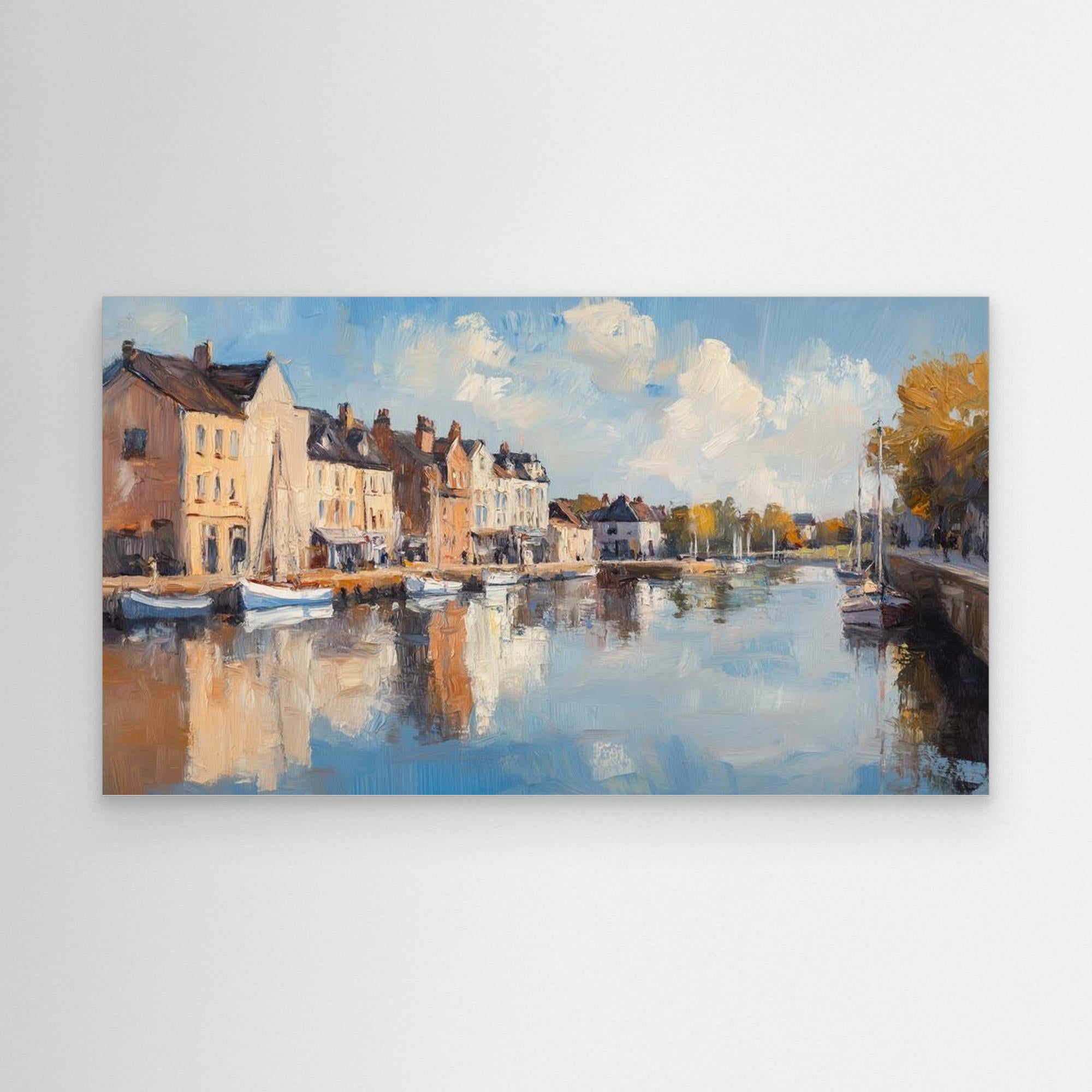 Harbour Reflections Panoramic Canvas Wall Art Print