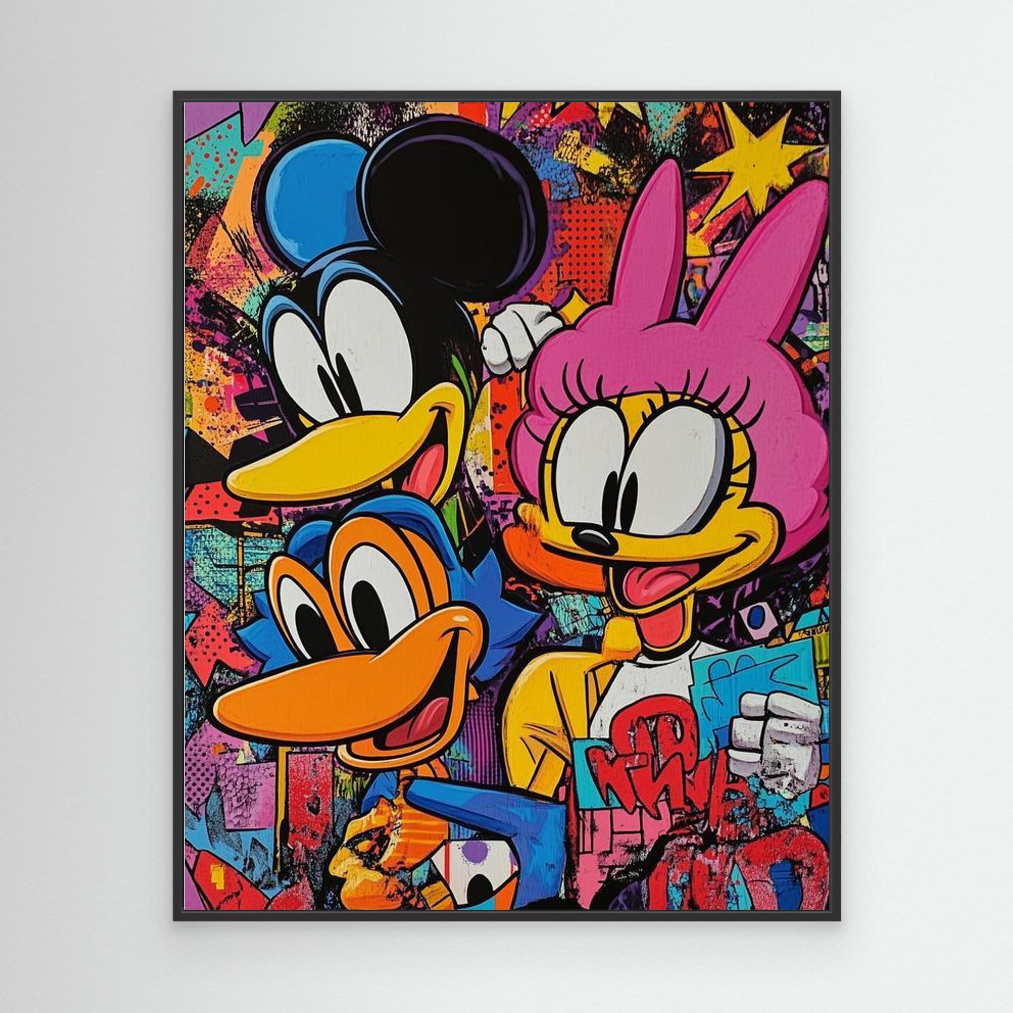 Modern Graffiti Cartoon Canvas Art | Urban Pop Wall Decor - Framed Pop Art