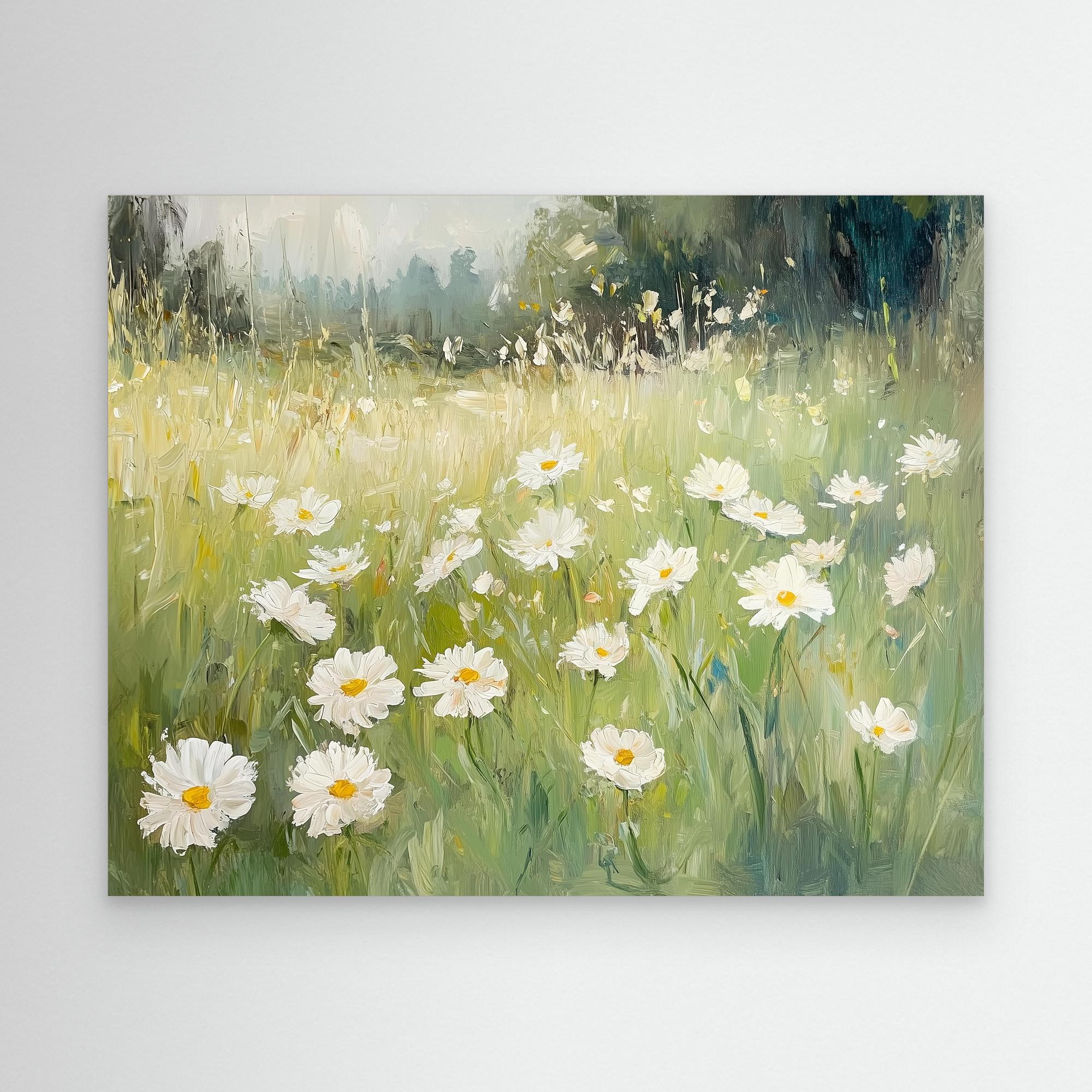 Hallway Wall Art – Wildflower Meadow Daisy Canvas Print - Framed Pop Art