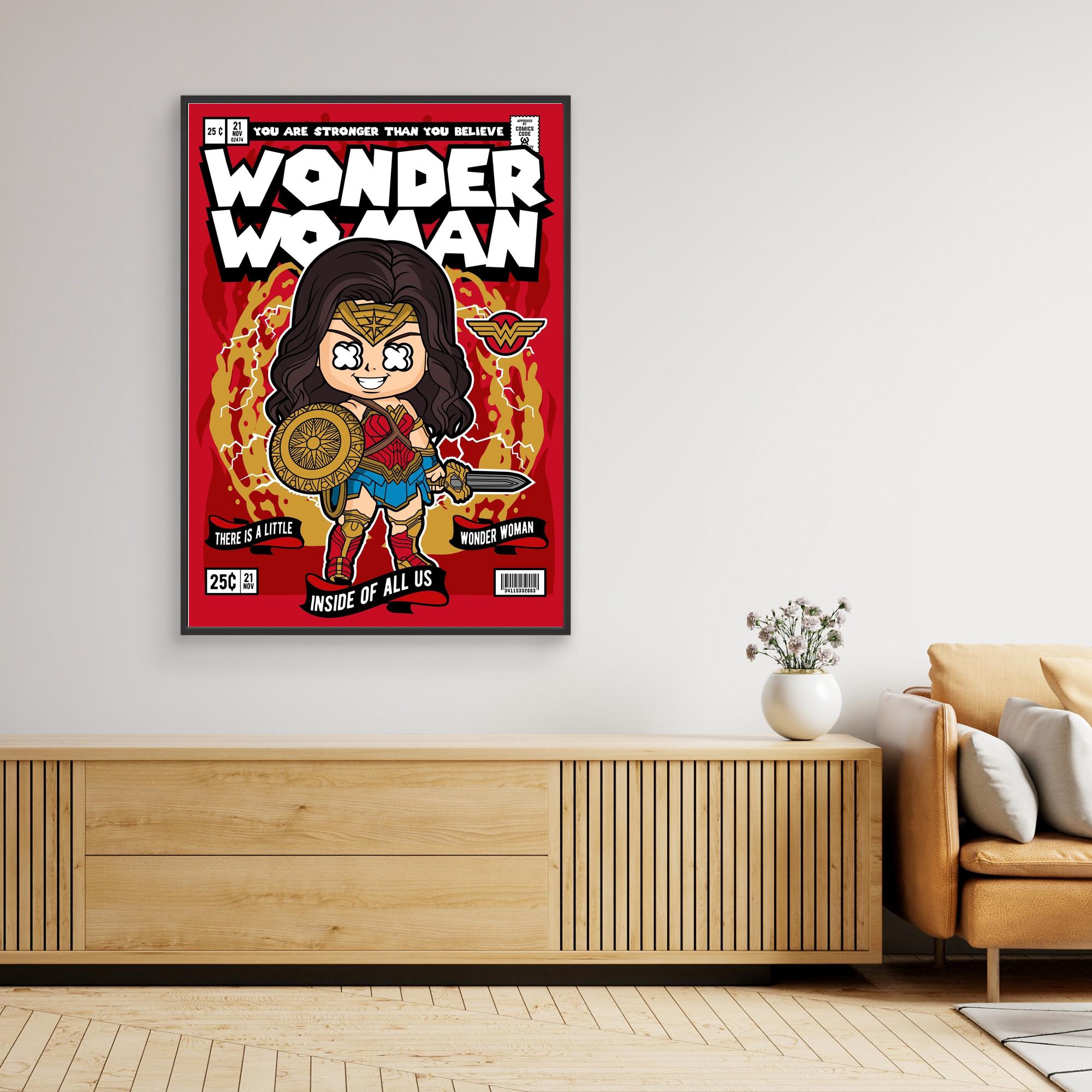 Wonder Woman Comic Canvas Print for Hallway Walls Decor - Framed Pop Art