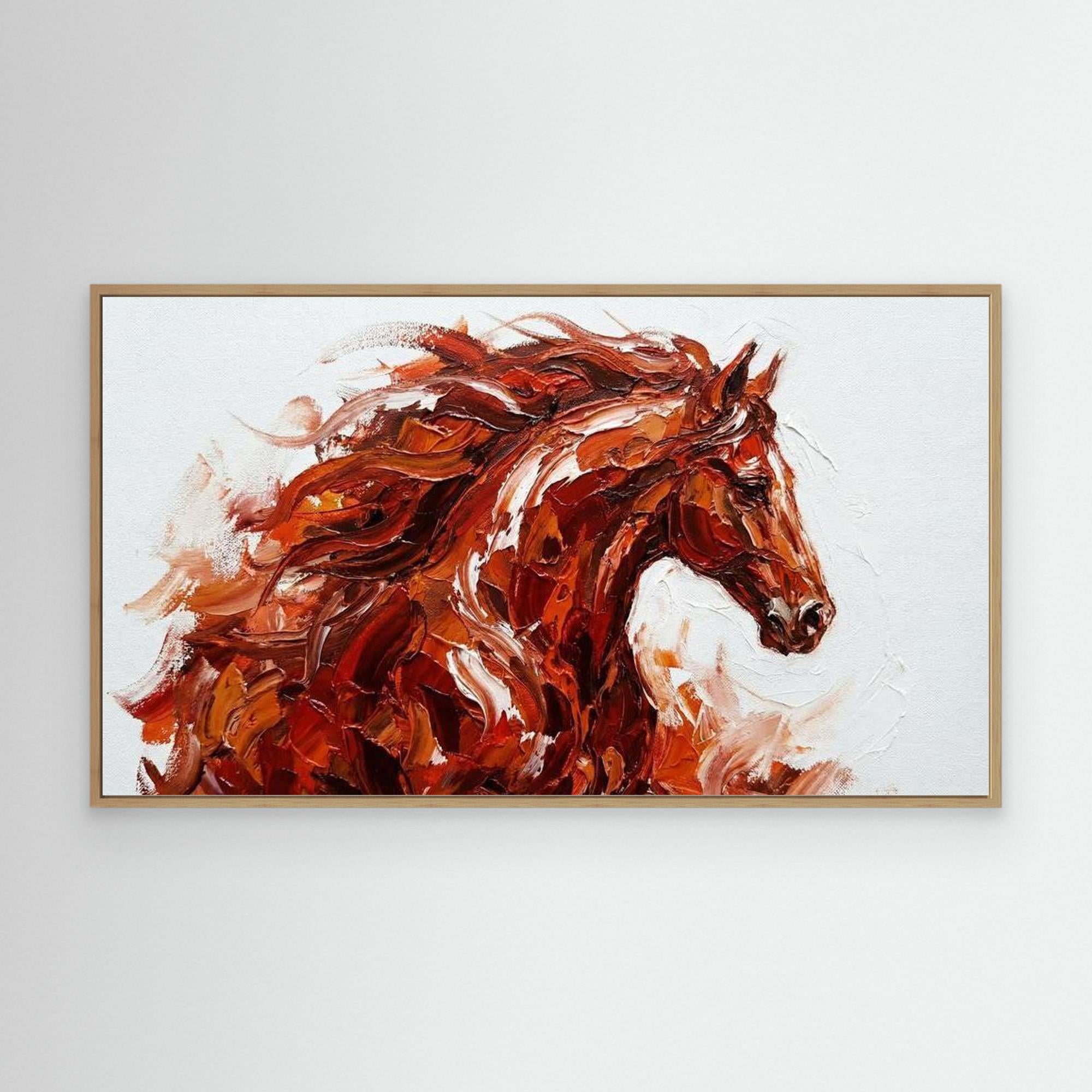 Fire Horse Canvas Print for Modern Living Room Decor - Framed Pop Art