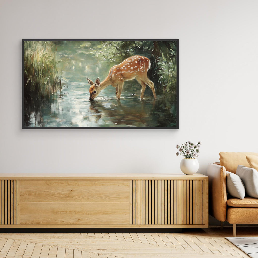 Large Framed Wall Art – Woodland Deer Canvas - Framed Pop Art