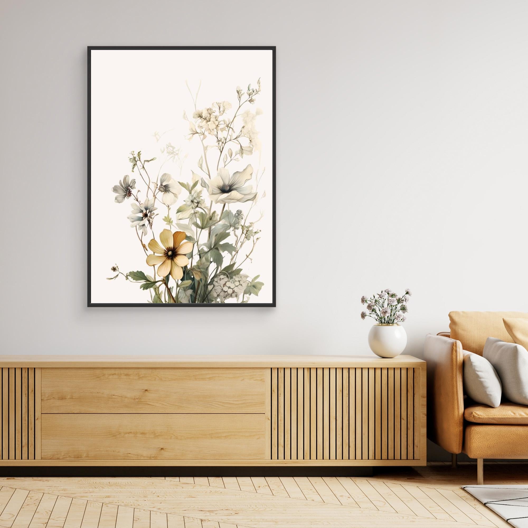 Vintage Floral Meadow Wall Art | Scandi Style Nursery Decor - Framed Pop Art
