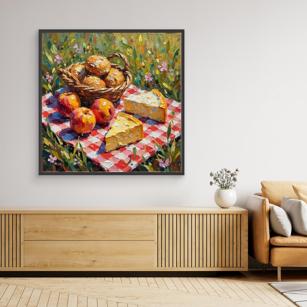 Rustic Picnic Oil Painting | Country Kitchen & Hallway Wall Art - Framed Pop Art